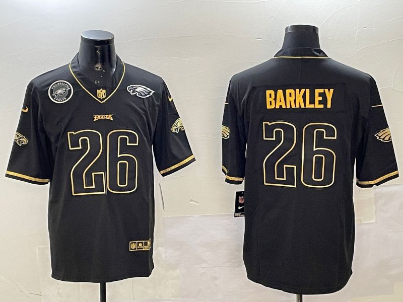 Men Philadelphia Eagles #26 Barkley Black gold Throwback 2025 Nike Vapor Limited NFL Jersey style 5->philadelphia eagles->NFL Jersey
